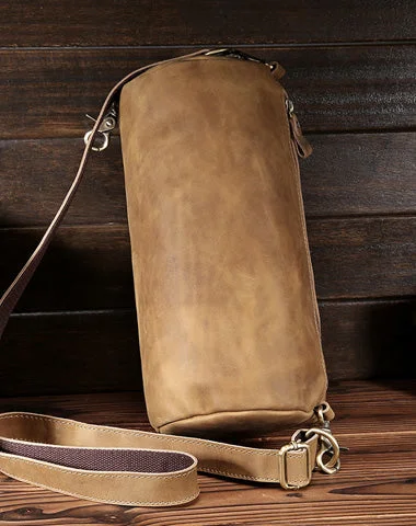 Genuine Leather Cool Chest Bag Sling Bag Crossbody Bag Travel Bag Hiking Bag For Mens