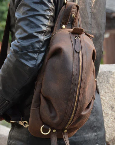 COOL LEATHER MENS SLING BAG SLING CROSSBODY BAG Chest Bag FOR MEN