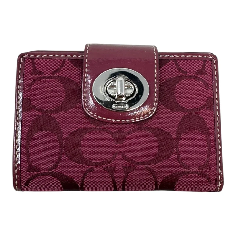 Signature Monogram Turnlock Bifold Wallet Designer By Coach, Size: Medium