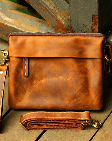 Genuine Leather Mens Cool Messenger Bag iPad Bag Chest Bag Bike Bag Cycling Bag For Men