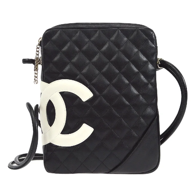 CHANEL 2004-2005 Cambon Ligne Shoulder Bag Black Calfskin