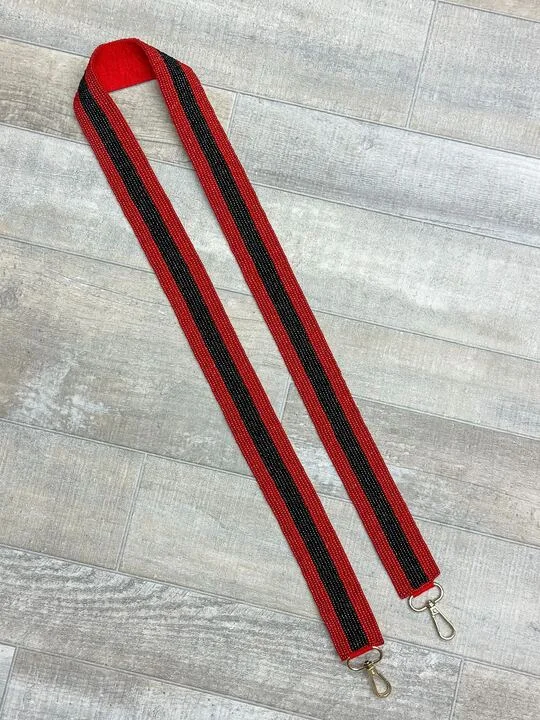 Beaded Purse Strap - Black & Red