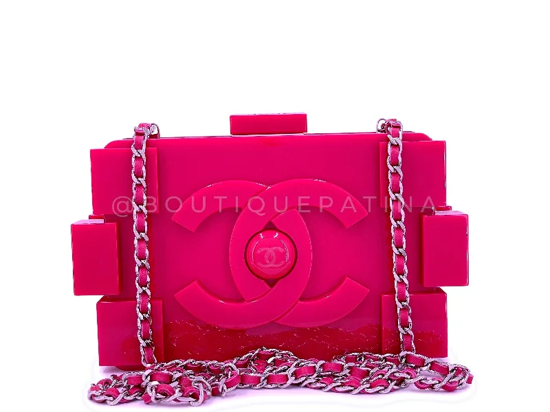 Chanel 2014 Pink Lego Brick Minaudière Plexiglass Clutch Shoulder Bag RHW