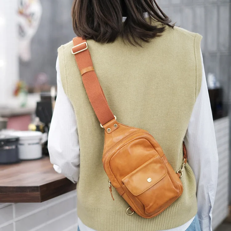 Fashion Women's Leather Chest Bag Crossbody Sling Pack Bag For Women