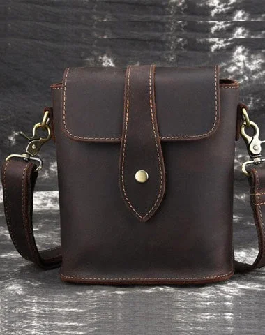 Cool Vintage Brown Leather Mens Tablet Messenger Bag Small Side Bag Messenger Bags For Men