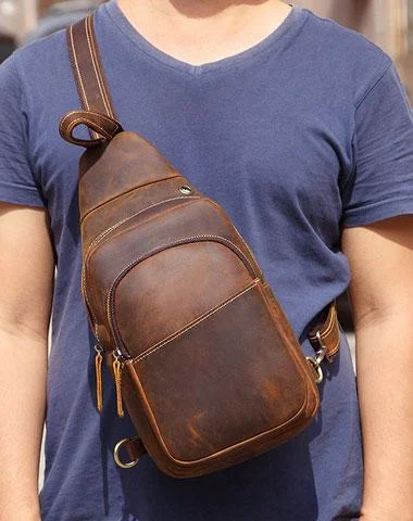 Cool Leather Chest Bag Sling Bag Sling Crossbody Bag Sling Travel Bag Sling Hiking Bags For Men