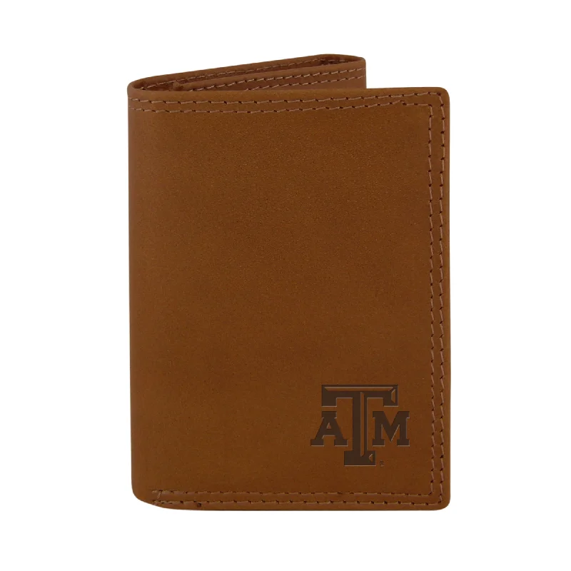 Tan Leather Tri Fold Wallet