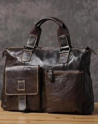 Handmade leather men Briefcase messenger vintage shoulder laptop bag vintage bag