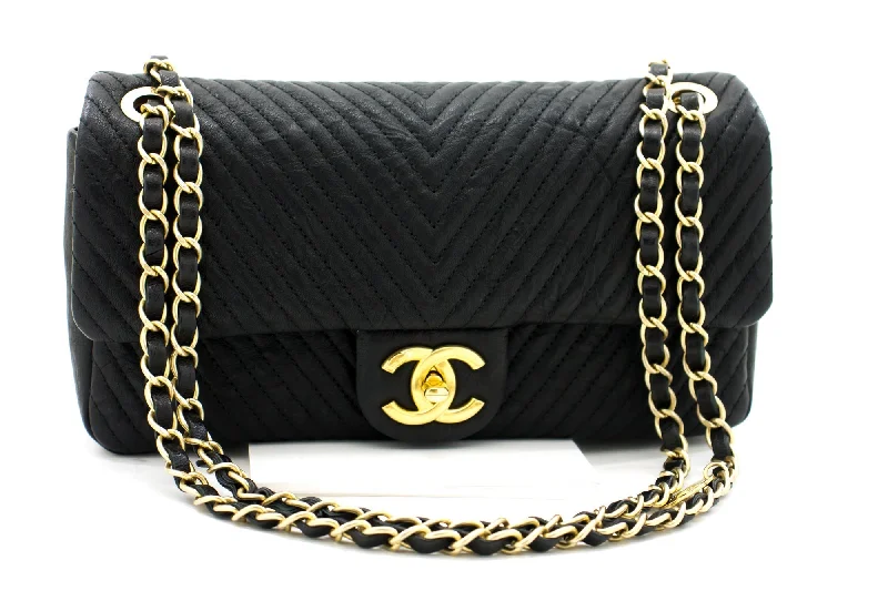 Chanel 2015 Chevron V-Stitch Leather Chain Flap Shoulder Bag