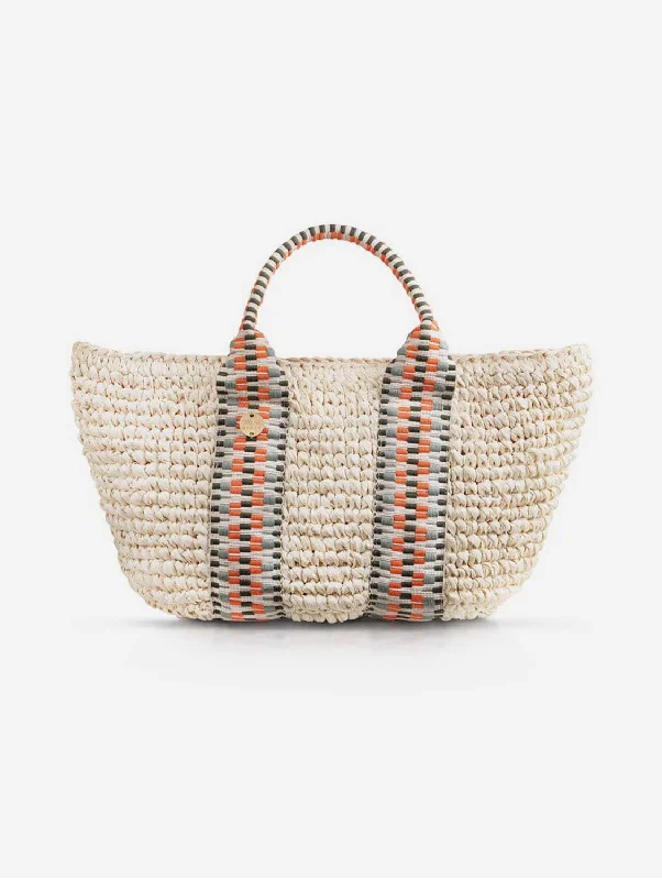 Gili Raffia Vegan Tote Bag | Natural & Hot Orange