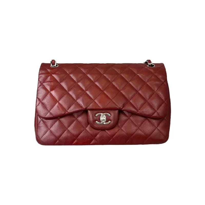 Classic Double Flap Jumbo Caviar Red SHW