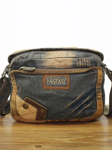 Blue Denim Small Messenger Bag Mens Denim Side Bag Vintage Denim Small Crossbody Bag For Women