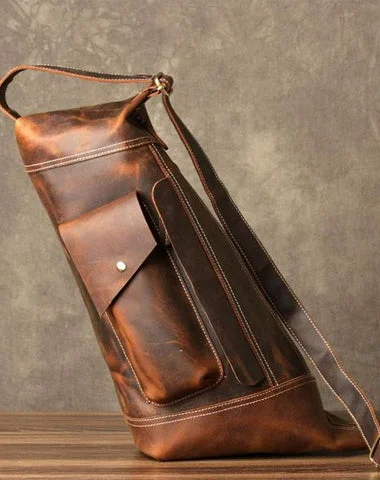 Leather Cool Mens Chest Bag Sling Bag Sling Crossbody Bag for men