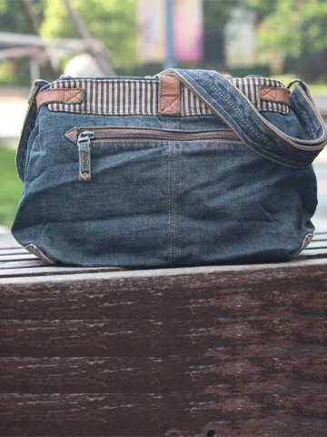 Blue Denim Side Bag Womens Denim Messenger Bags Vintage Denim Crossbody Bag For Men