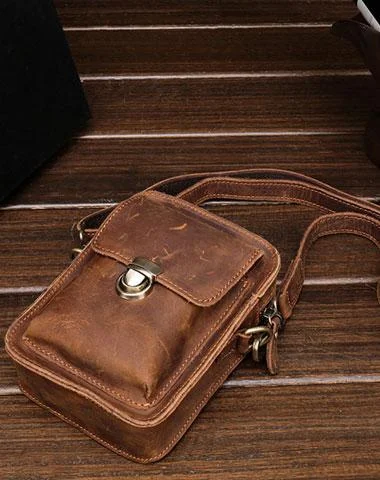 Simple Retro Leather Mens Tablet Messenger Bag Small Side Bag Messenger Bag For Men