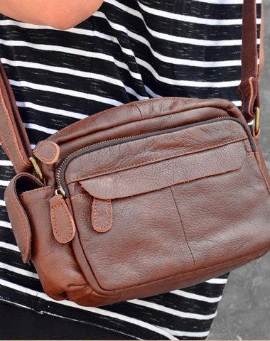 Genuine Leather Messenger Bag Cool Chest Bag Crossbody Bag Travel Bag Hiking Bag for men