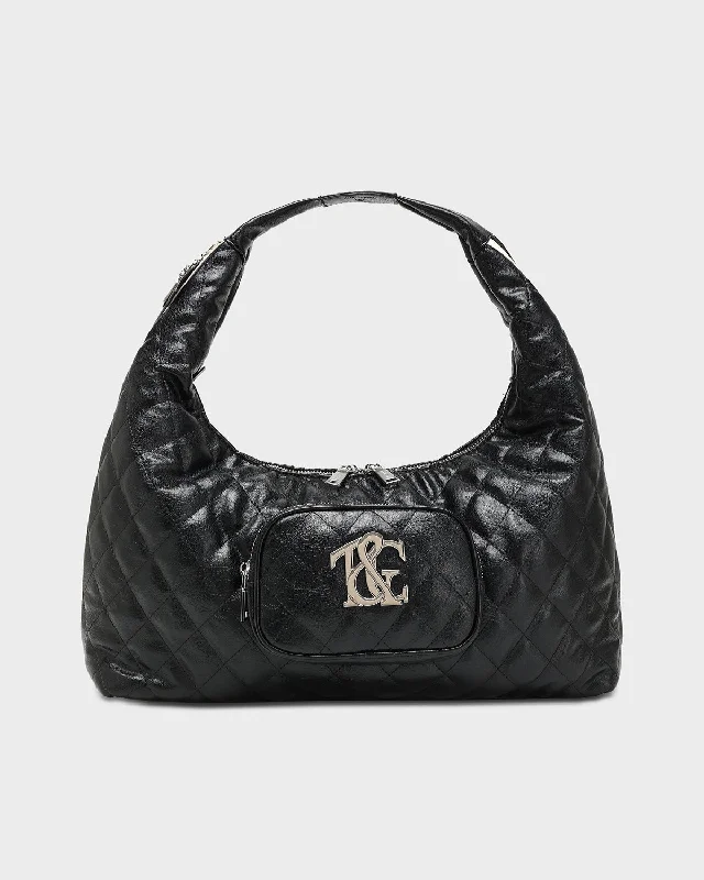 Diamond Stitch Quilted Chic Tote Bag in Black