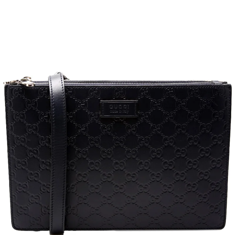 GG Leather Double Zip Messenger