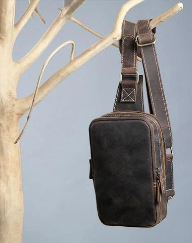 Cool Mens Sling Bag Leather Sling Bag Crossbody Sling Bag Chest Bag for men