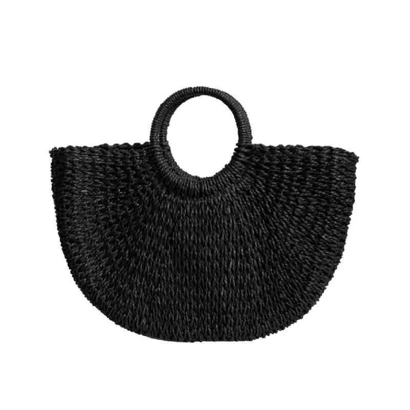 Sandy Straw Tote (Black Only)