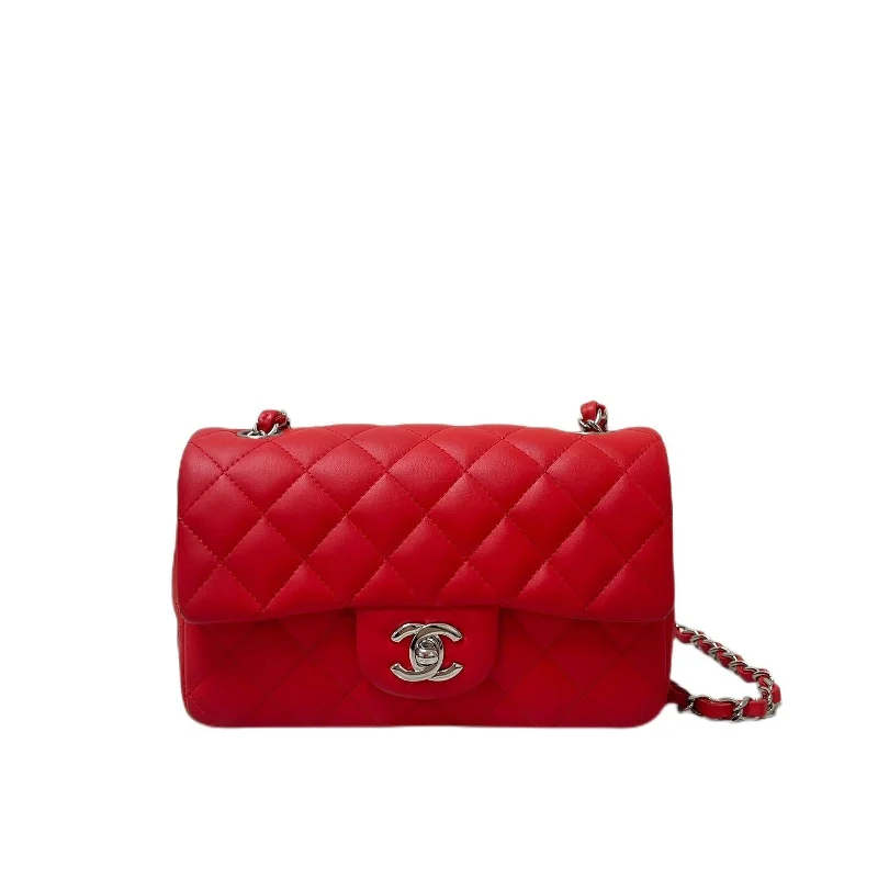 Mini Rectangle Lambskin Red SHW