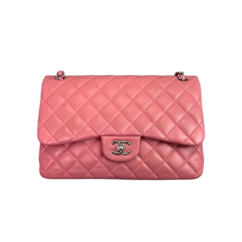 Jumbo Double Flap Lambskin Pink SHW