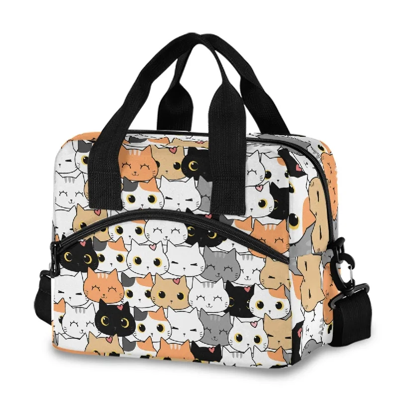 Cute Cats Insulated Lunch Bag Adjustable Shoulder Strap