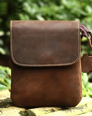 Genuine Leather Mens Cool Messenger Bag iPad Bag Chest Bag Bike Bag Cycling Evelope Cluth Bag For Men