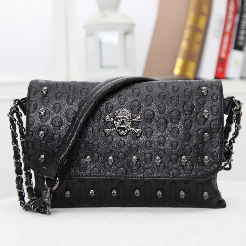 Women's Rivet Gothic Skull Chain Shoulder Handbag