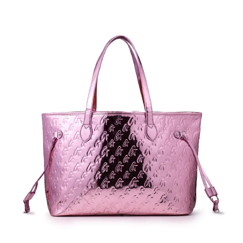 METALLIC MONOGRAM GLAM TOTE - METALLIC PINK