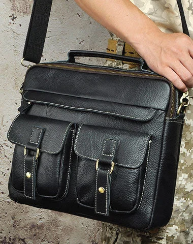 Genuine Leather Messenger Bag Briefcase Bag Cross Body Cool Chest Bag Travel Bag Hiking Bag For Men