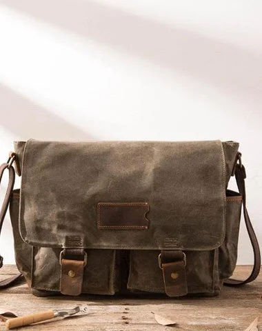 Waxed Canvas Messenger Bags for men Vintage Shoulder Bag for men