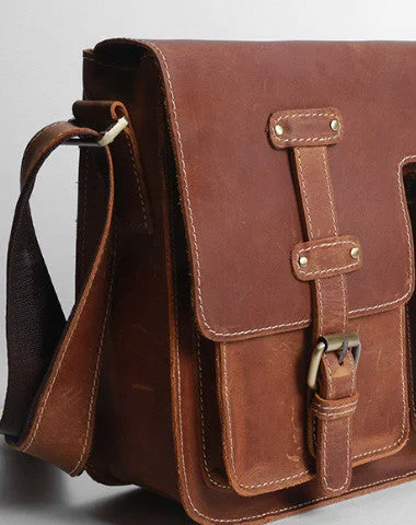 Handmade leather men messenger large vintage shoulder bag for men