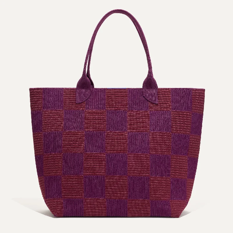 The Lightweight Tote - Checker Plum