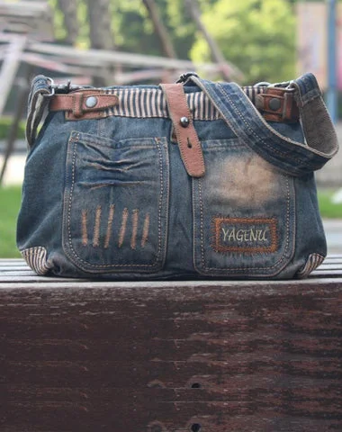 Blue Denim Mens Casual Small Messenger Bags Jean Postman Bag Courier Bag For Men