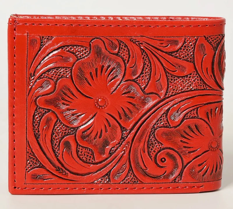 American Darling Red Hand Tooled Wallet