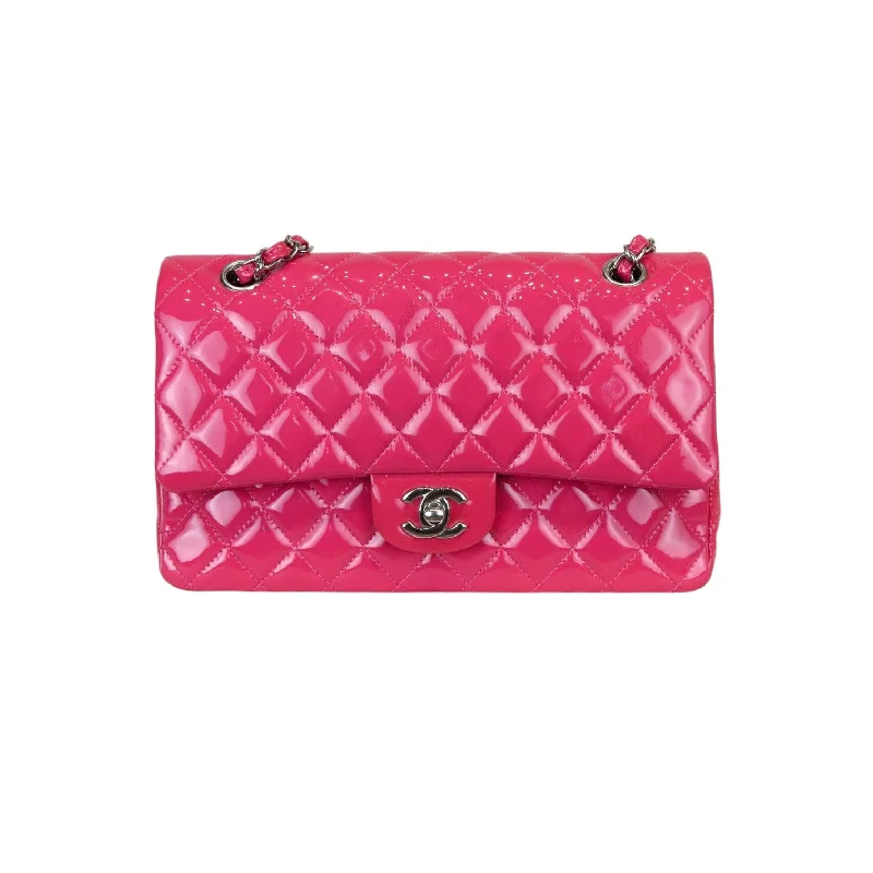 Classic Flap Medium Patent Quilted Pink SHW