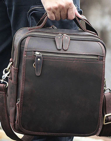 Genuine Leather Messenger Bag Cool Chest Bag Crossbody Bag Travel Bag Hiking Bag for men