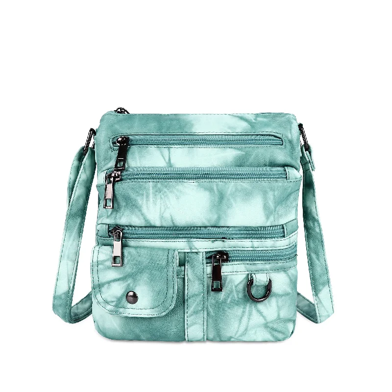 Women's tie-dye vintage pu leather crossbody bag