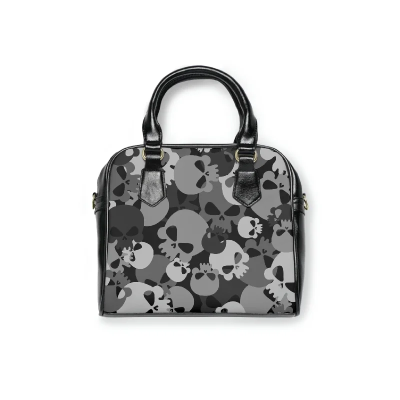 Skull Gray Camo Shoulder Handbag