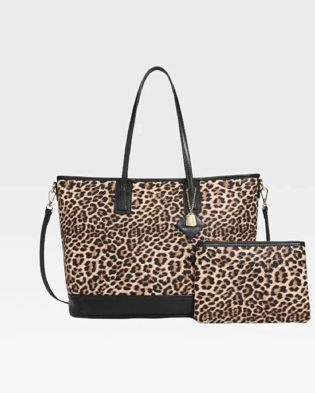 Leopard Print Tote Bag in Brown