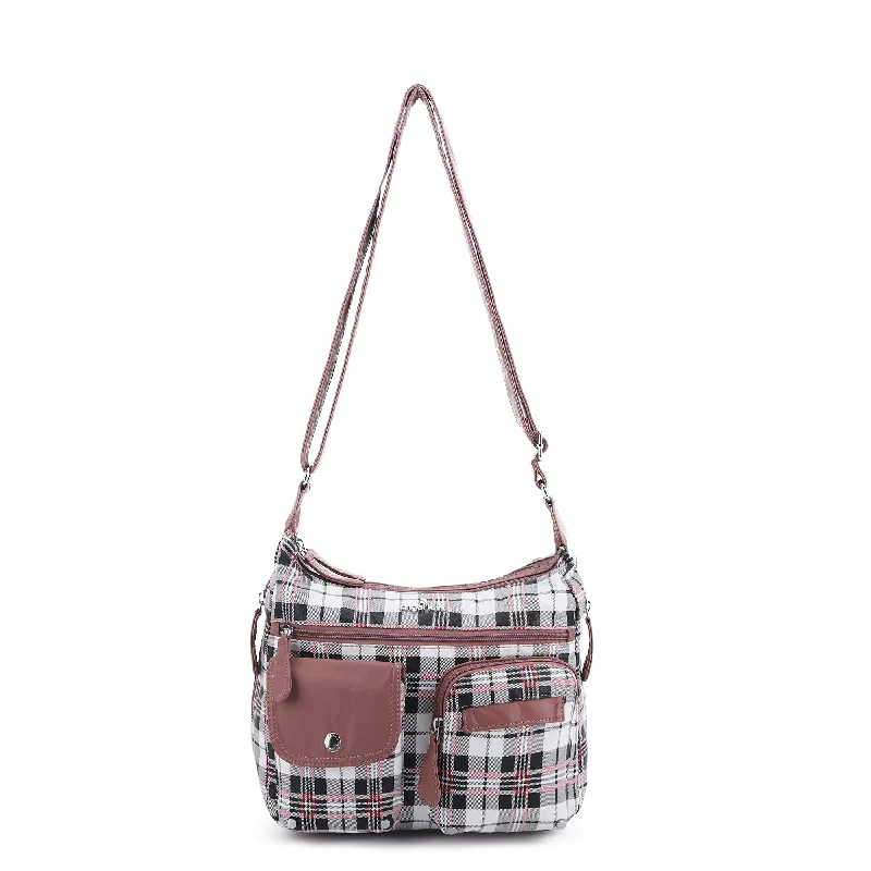 Women's plaid water wash pu leather crossbody bag