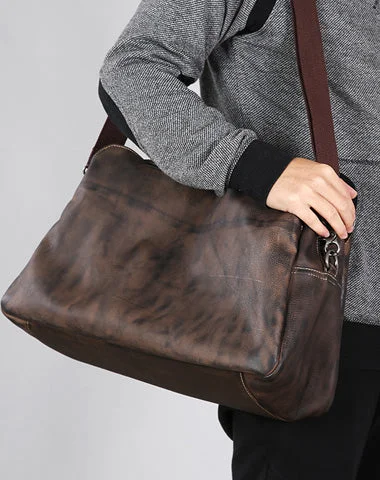 Cool Leather Mens Travel Bag Shoulder Bag Handbags Weekender Bag for Men