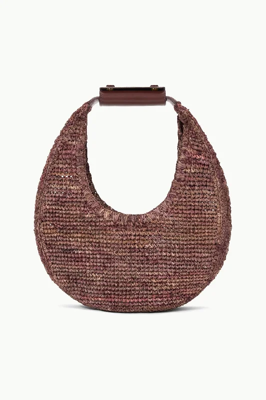 MOON RAFFIA TOTE BAG | MAHOGANY