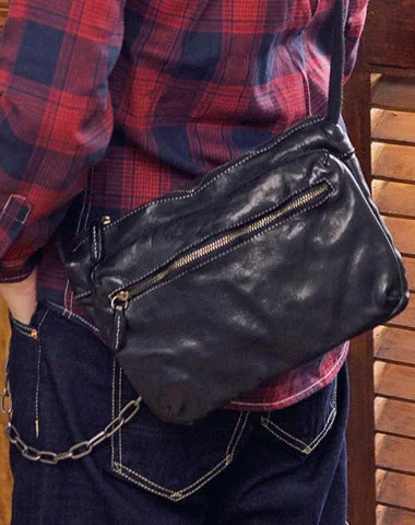 Fashionable Black Leather Mens Tan Side Bag Messenger Bags Casual Courier Bags for Men