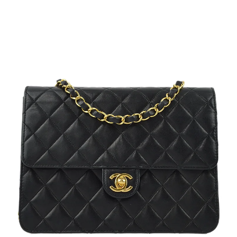 Chanel 2005-2006 Black Lambskin Turnlock Small Half Flap Shoulder Bag