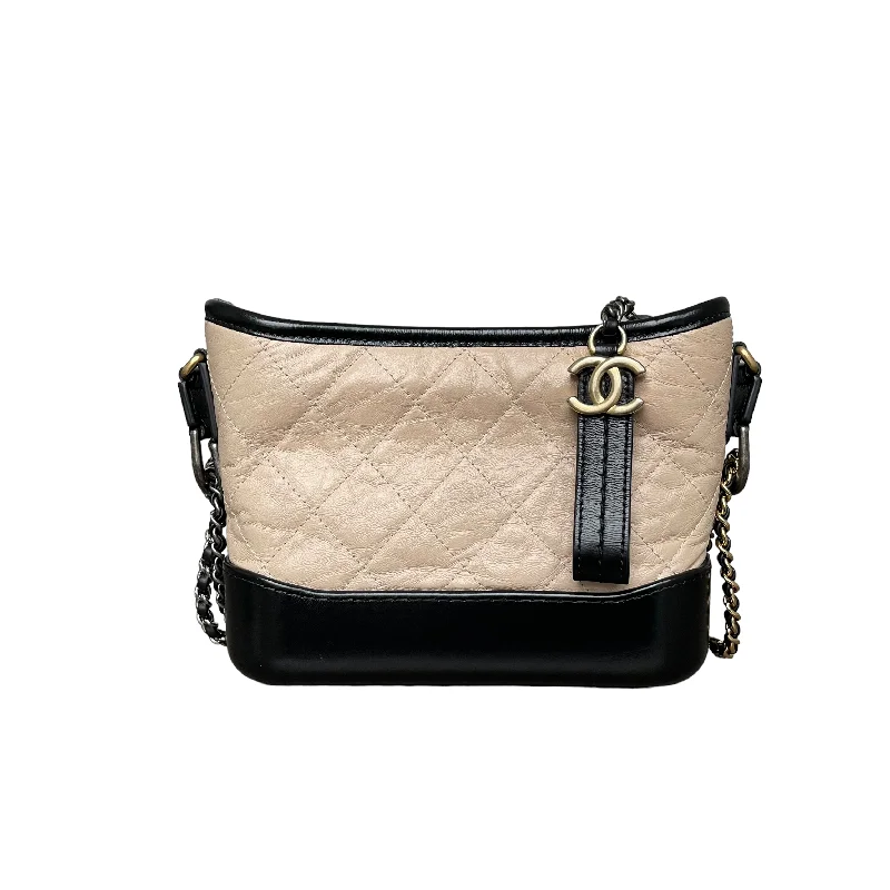 Calfskin Quilted Small Gabrielle Beige Black