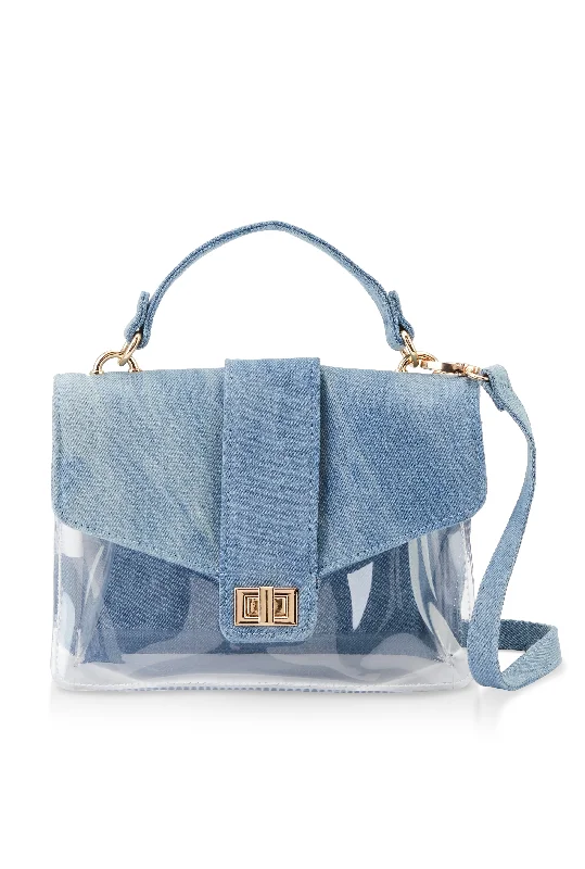 Clear Denim Convertible Crossbody Bag