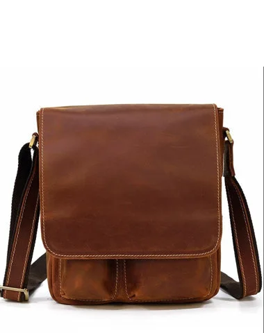 Cool Coffee LEATHER MENS 10 inches Vertical iPAD BAG COURIER BAG Brown MESSENGER BAG FOR MEN