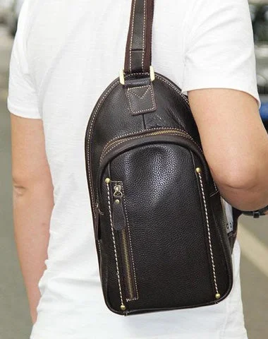 COOL LEATHER MENS  SLING BAG CROSSBODY BAG CHEST BAG FOR MEN